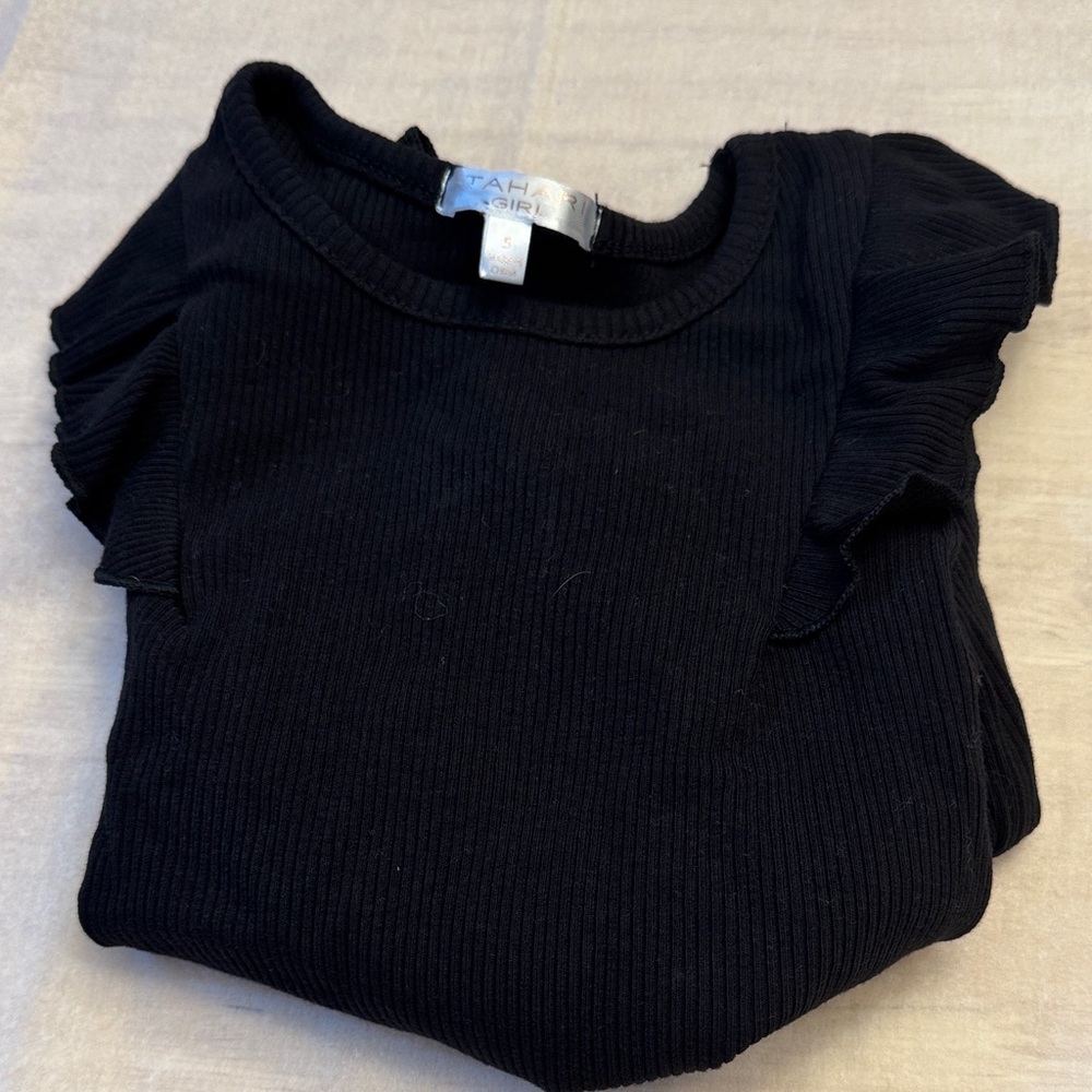 Tahari Black Ribbed Knit Top - Picture 5 of 5